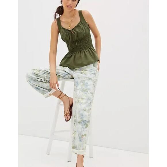 Pilcro Pants Womens 27 The Roamer Wide Leg Green Gray Camo High Rise Twill Boho - Picture 1 of 16